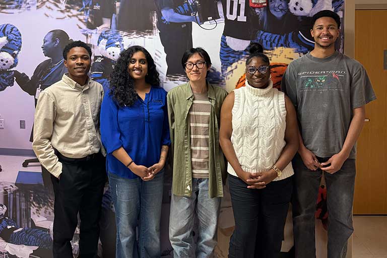 (left to right) Rasheed Adeyemo, Shilpa Maddikunta, Se Hoon Kim, Danny Dore and August Stine-Woods