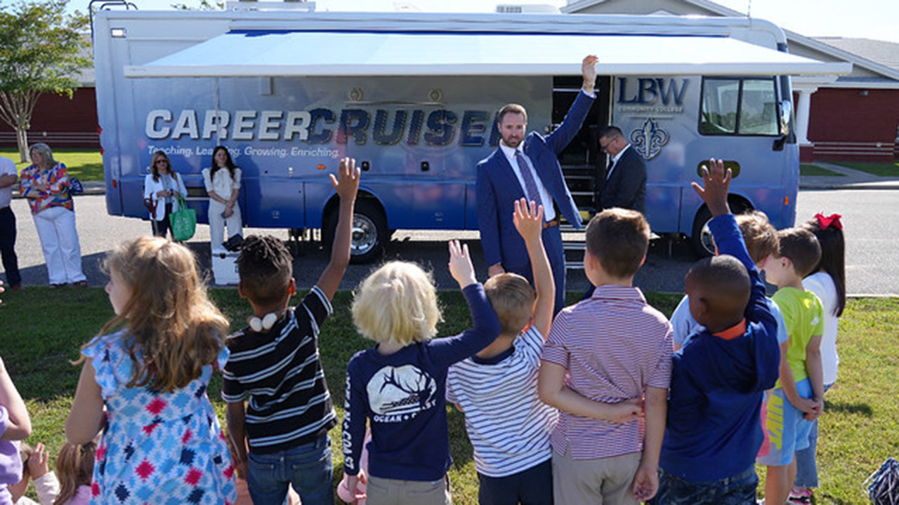 Brock Kelley with Students