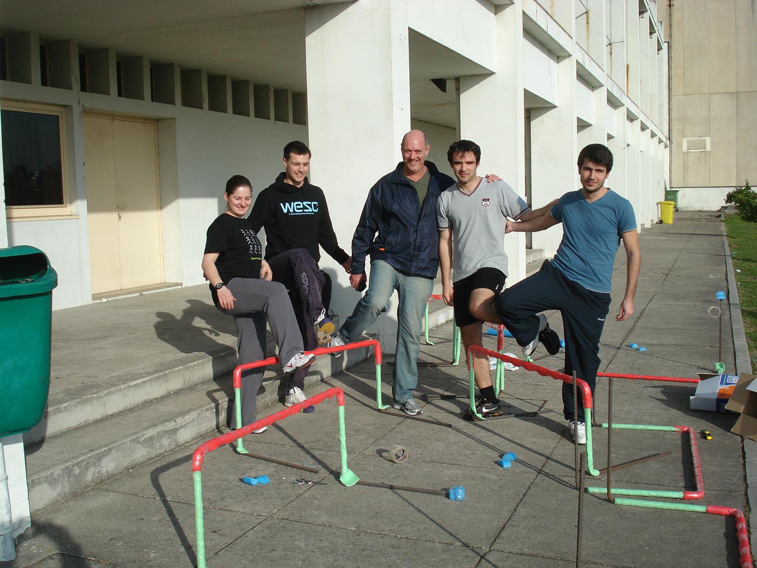 Instructors outside with equiment