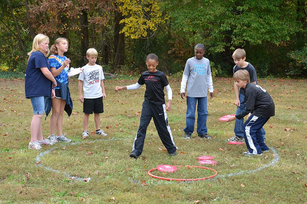 Kids playing a game outside