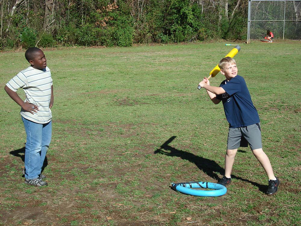 Kids playing a game outside